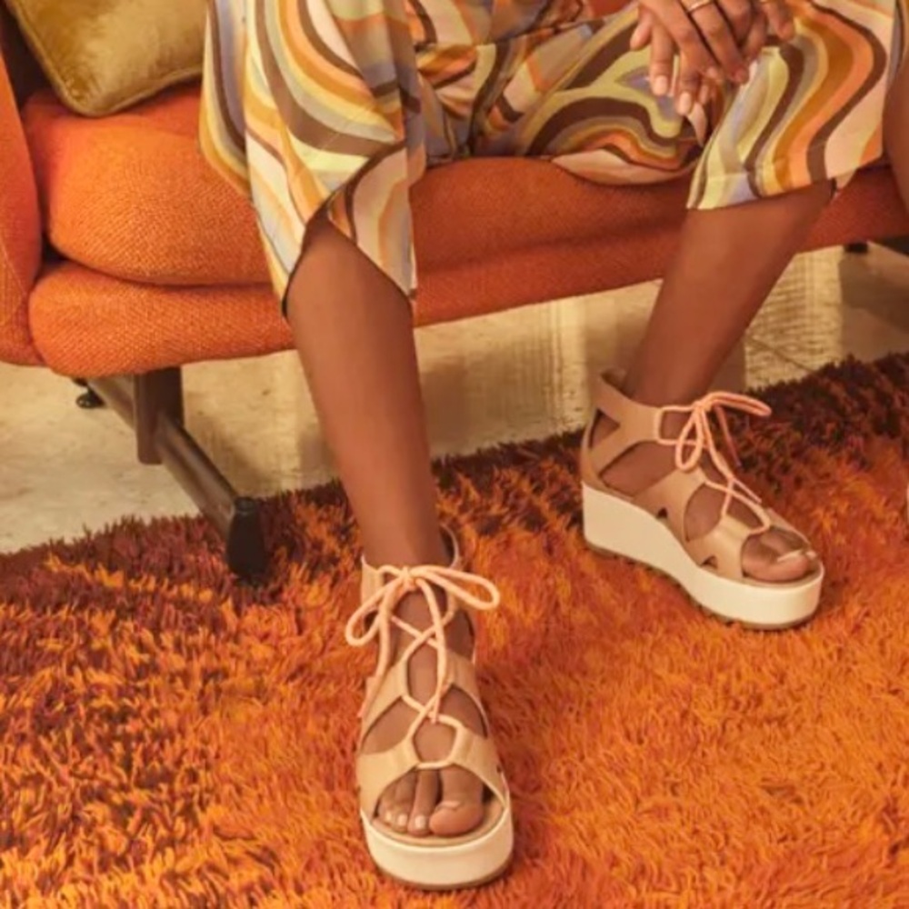 NEW Sorel Cameron Lace Up Wedge Sneaker Sandal Beige 11 Gladiator - Picture 9 of 9